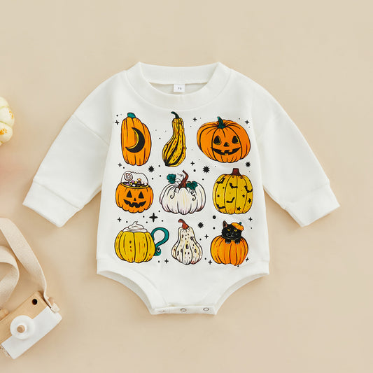 Kids Baby Long Sleeve Pumpkin Print Cotton Romper
