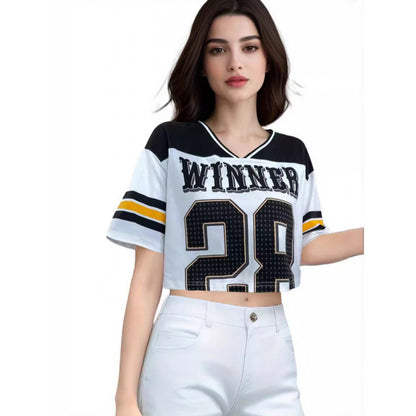 Top informal holgado de manga corta para mujer