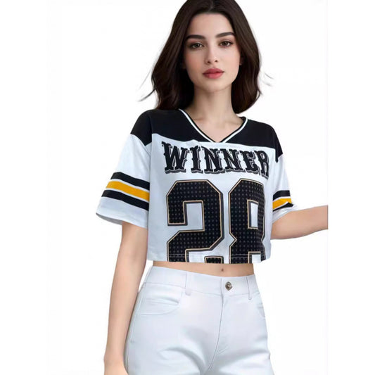 Top informal holgado de manga corta para mujer