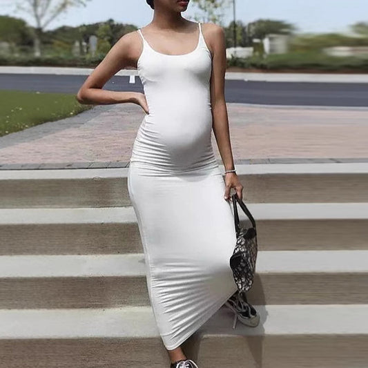 Women Casual Slim-Fit Long Dress Polyester Solid