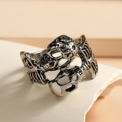 Halloween Women Gothic Vintage Antique Skull Ring