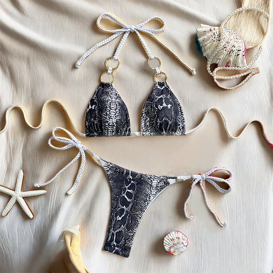 Bikini sexy con estampado de serpiente para mujer