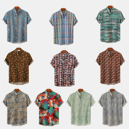 Camisa con estampado de flores diminutas en 3D para hombre, ideal para vacaciones de verano