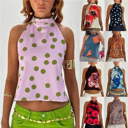 Women Summer Sleeveless Halter Neck Top
