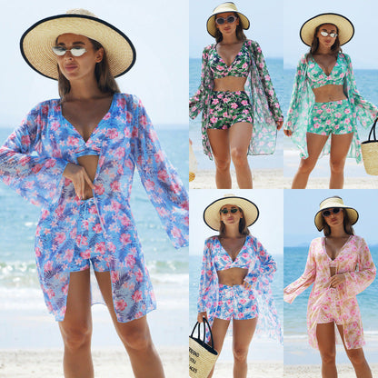 Maillot de bain trois pièces à imprimé floral pour femme