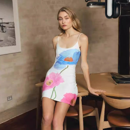 Vestido de tirantes finos con escote en U y espalda descubierta con estampado floral para mujer