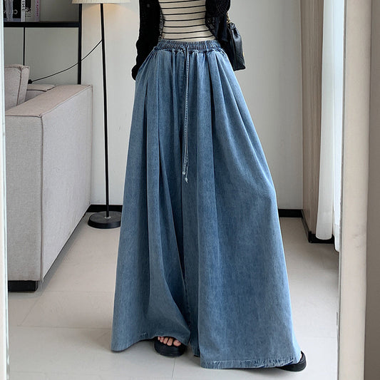 Women Casual Loose Wide Leg Denim Jeans with Pockets
