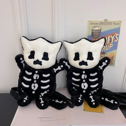 Bolso de hombro de peluche con calavera gótica de Halloween