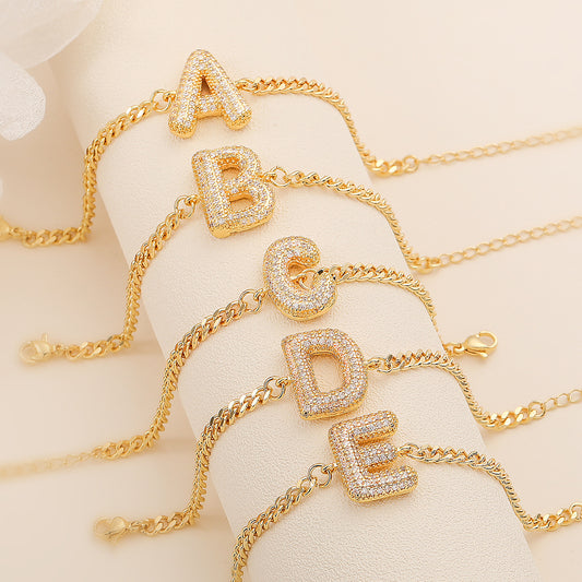 Fashion 26 Zircon Alphabet Bracelet