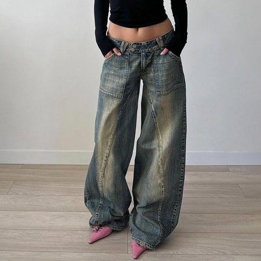Women Casual Denim Low Waist Loose Jeans