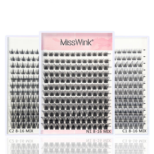 Faux cils auto-greffés segmentés à grappe unique, style dense en fibres chimiques