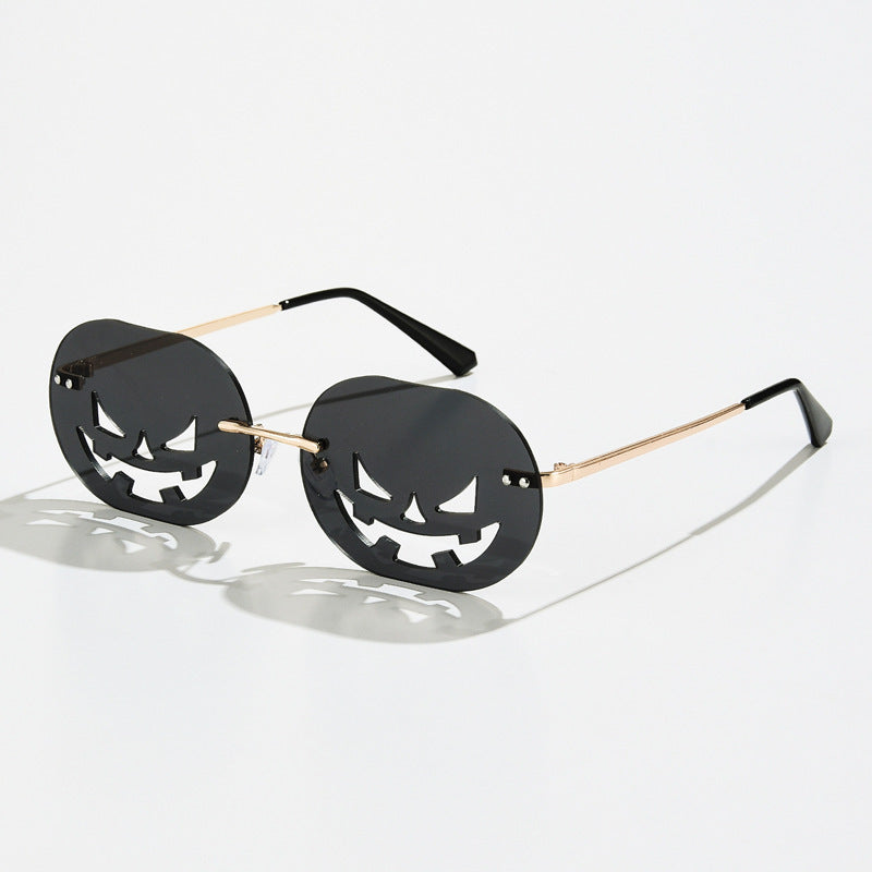 Gafas de sol unisex personalizadas sin marco con forma de calabaza de Halloween
