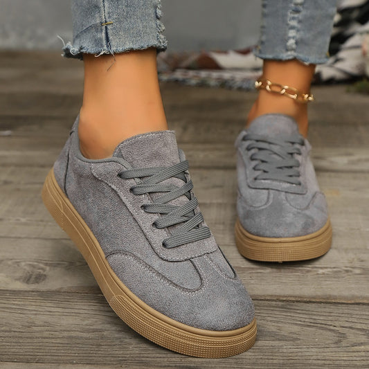 Zapatillas planas informales de ante de color liso para mujer