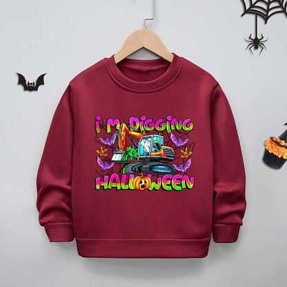 Kids Toddler Boys Girls Fleece Cartoon Print Sweatshirt