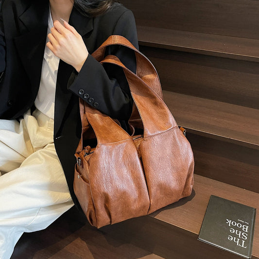 Bolso de mano informal de gran capacidad en color liso para mujer
