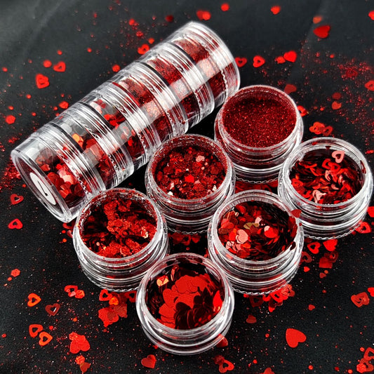 Décoration d'ongles pour la Saint-Valentin, lot de 6 pièces de paillettes creuses et scintillantes