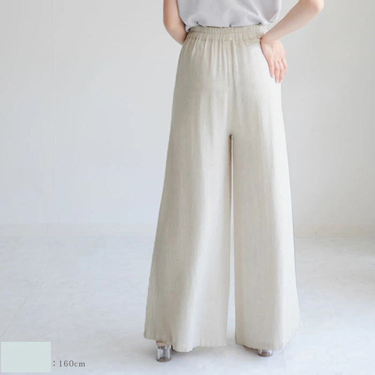 Women Casual Loose Solid Color Linen Cotton Pants