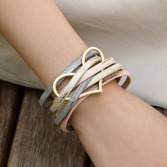 Bohemian Multi-Layer Leather Heart Bracelet