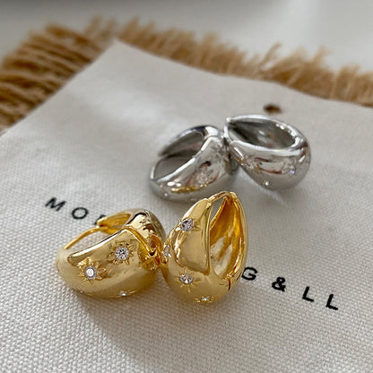 Boucles d'oreilles en métal et zircon pour femmes, bijoux élégants