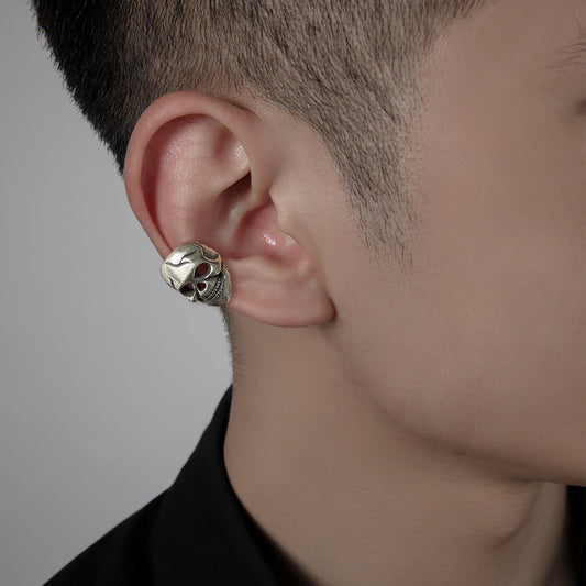 Clip de oreja de cobre con forma de calavera para Halloween para hombre