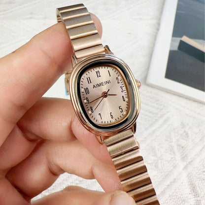 Women Fashion Simple Oval Disc Quartz Watch