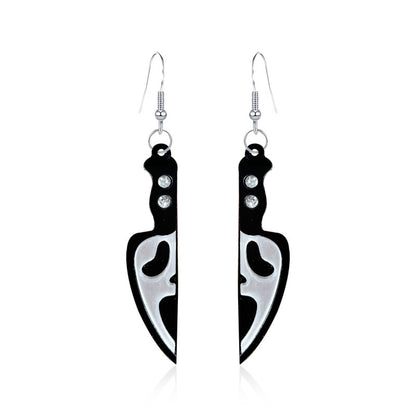 Boucles d'oreilles tête de mort en acrylique pour femme, créatives et amusantes, pour Halloween