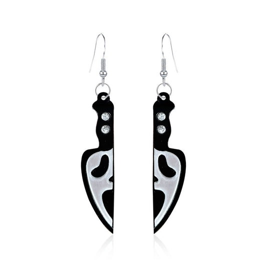 Pendientes de calavera acrílica divertidos y creativos para Halloween para mujer