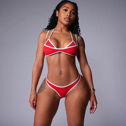 Bikini sexy de verano con bloques de color para mujer