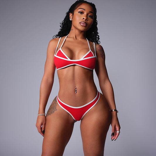Bikini sexy de verano con bloques de color para mujer