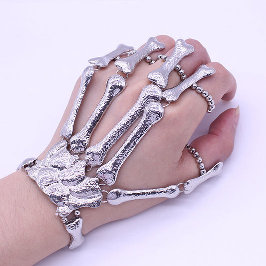 Pulsera de hueso de dedo con esqueleto exagerado estilo punk para mujer