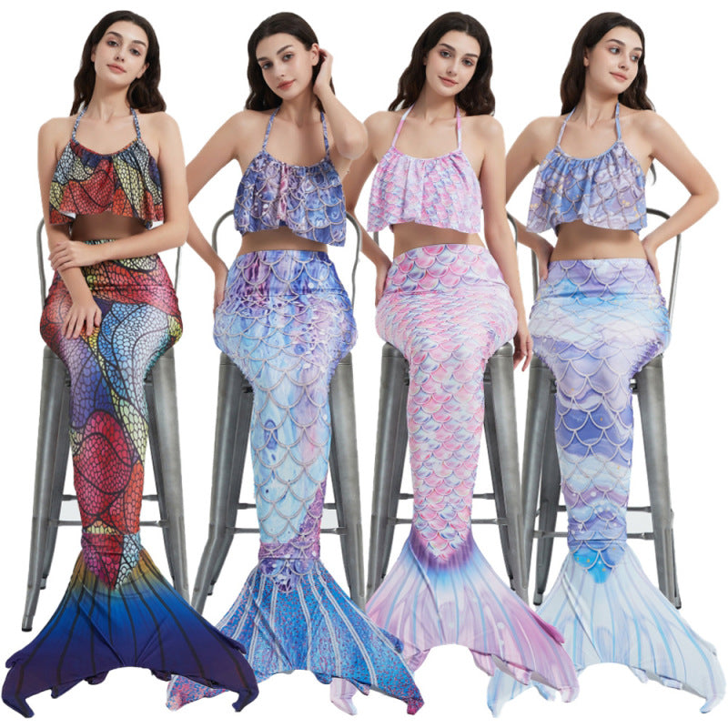 Women Cartoon Mermaid Strapless Fish Tail Cosplay Costume