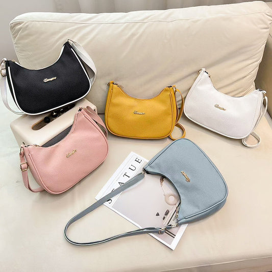 Soft Litchi Grain Women Underarm Bag