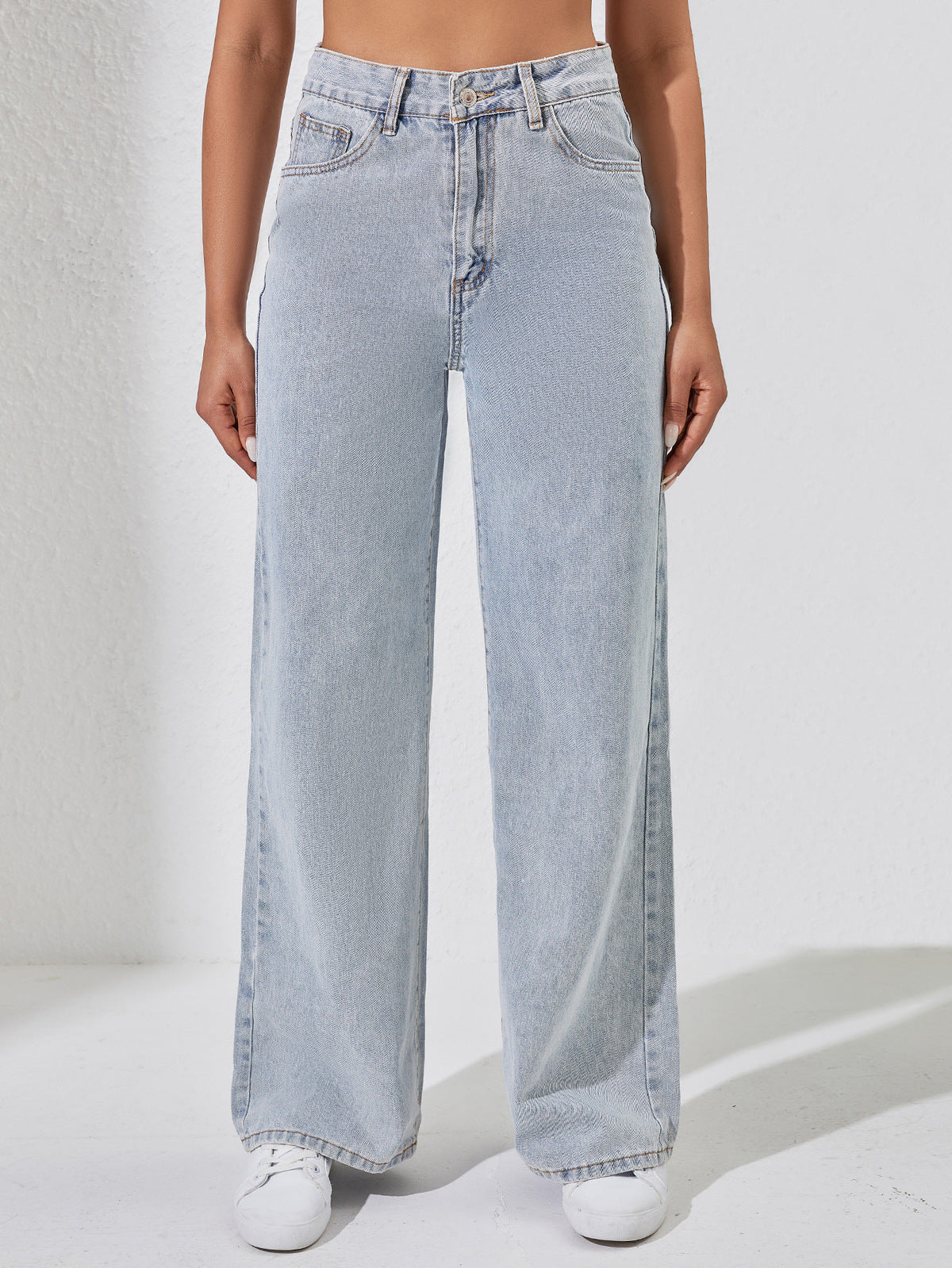 Women Casual High Waist Wide Leg Denim Jeans