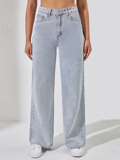 Women Casual High Waist Wide Leg Denim Jeans