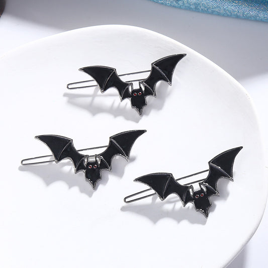 Horquillas de Halloween con diseño de murciélago negro y aceite de goteo para mujer