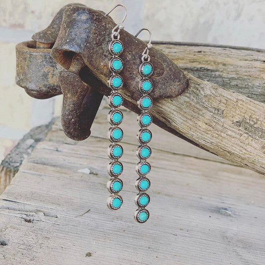 Boucles d'oreilles longues bohèmes turquoise pour femmes