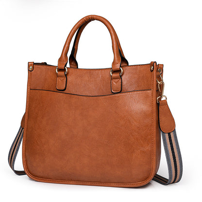 Sac fourre-tout décontracté en PU de grande capacité pour femme, couleur unie