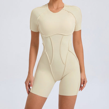 Women Fashion Solid Color Short-Sleeve Yoga Rompers