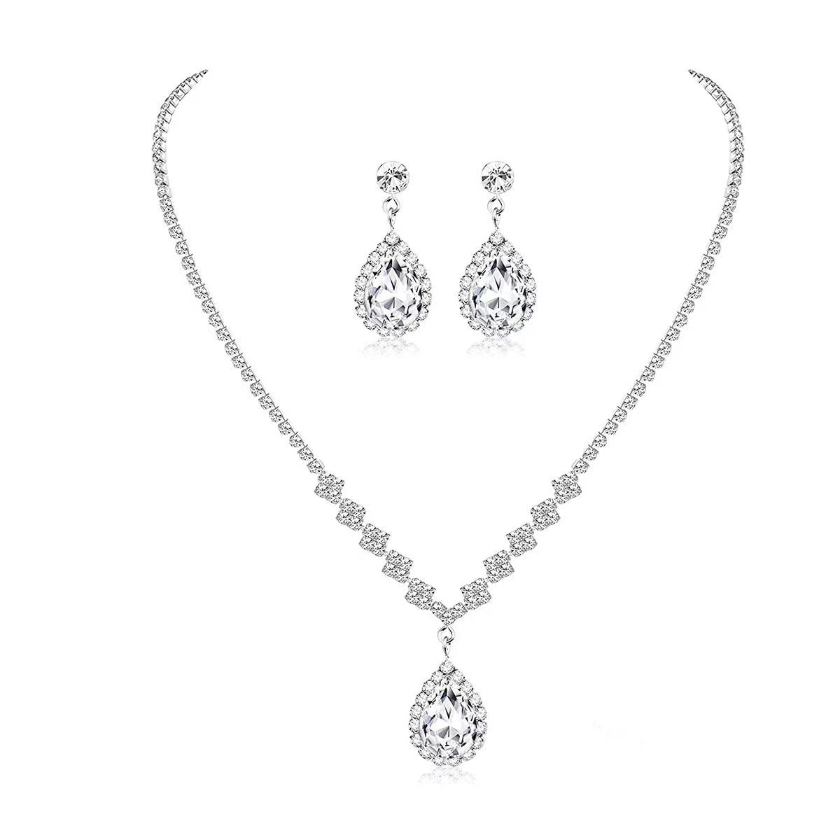 Women Fashion Elegant Simple Earrings Necklace Two-Piece Set