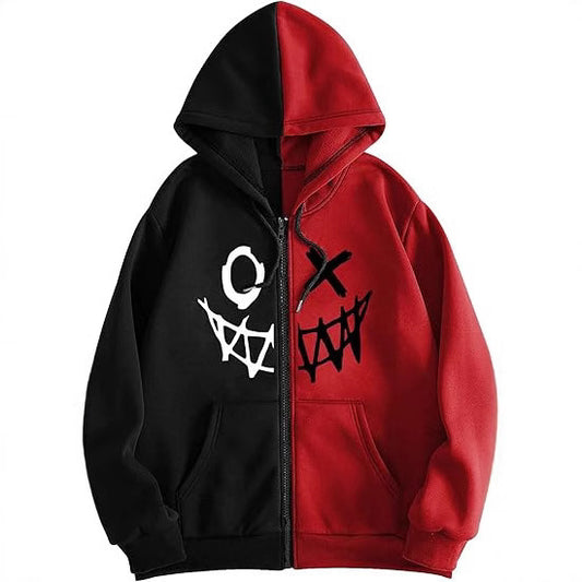 Men Fashion Casual Demon 3D Printed Long-Sleeve Zipper Hoodies