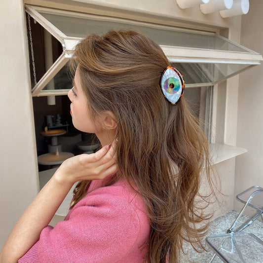 Pince à cheveux de requin en métal pour femme, grand œil maléfique