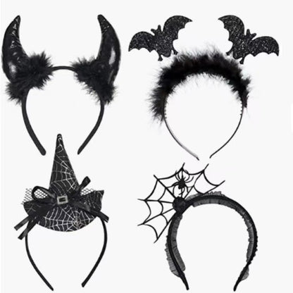 Chapeau magique en toile d'araignée pour fête d'Halloween, bandeaux en corne de démon