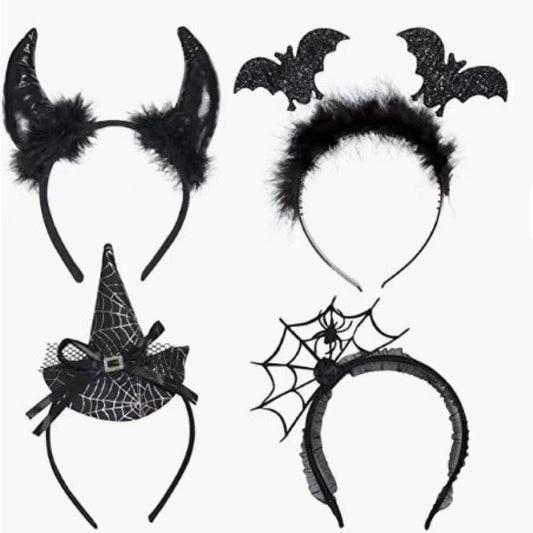 Sombrero mágico de telaraña para fiesta de Halloween, diademas de cuerno de demonio