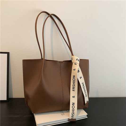 Sac fourre-tout décontracté simple de grande capacité pour femme, couleur unie