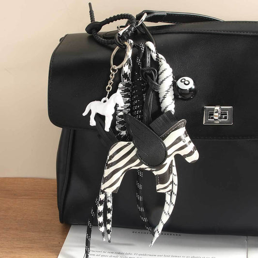 Cute Leather Pony Woven Rope Keychain