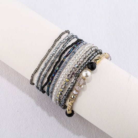 Conjunto de pulseras de perlas de cristal natural de estilo bohemio