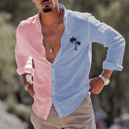 Camisa informal de solapa para vacaciones de moda para hombre
