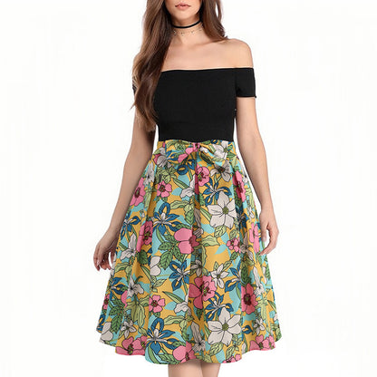 Falda plisada con lazo en la cintura con estampado floral elegante para mujer