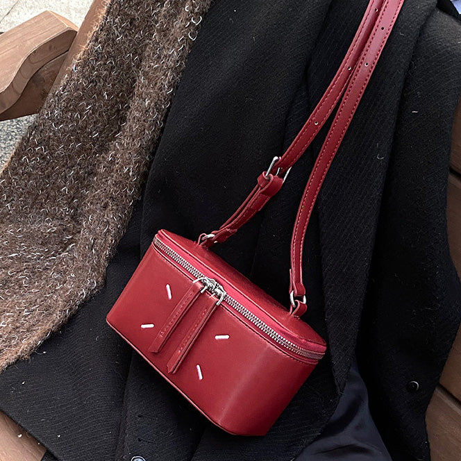 Bolso bandolera de piel sintética de color liso para mujer
