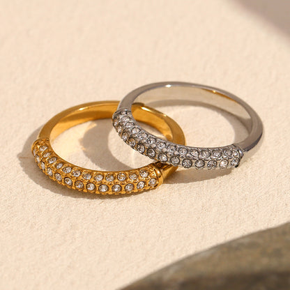 Bague tendance pour femme en plaqué or 18 carats avec zircone